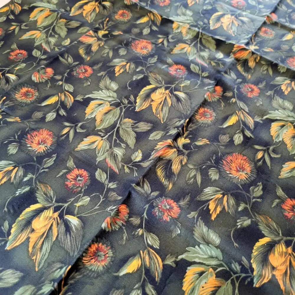 Water Tex Cheri Strole SSI Floral Cotton Fabric 36x42” Green Orange Leaves